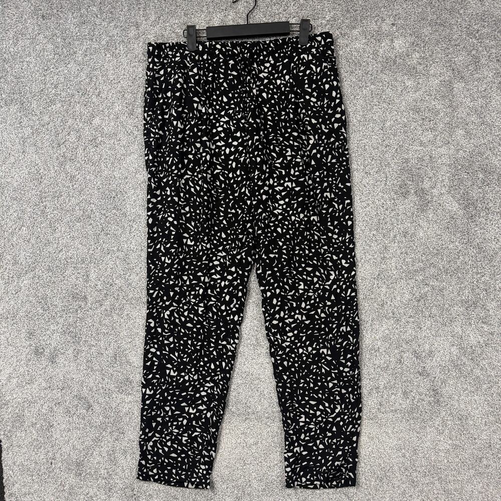 New Directions Pants Womens Large 33x29 Black White Geometric Normcore Pull On